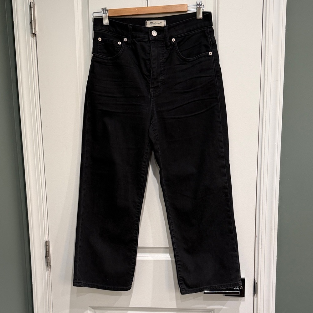Madewell Women's Slim Wide Leg Crop Black Ankle Jeans